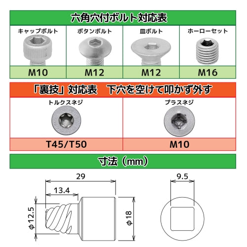 エンジニア 3/8"DR/ 8mm エキストラクター(ﾈｼﾞﾓｸﾞﾗ) DWZ-08