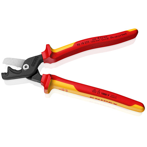 KNIPEX（ｸﾆﾍﾟｯｸｽ） φ23mm/225mm ケーブルカッター(絶縁/ﾒｯｷ) 95 18 225