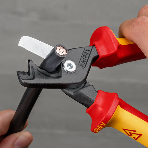 KNIPEX（ｸﾆﾍﾟｯｸｽ） φ23mm/225mm ケーブルカッター(絶縁/ﾒｯｷ) 95 18 225