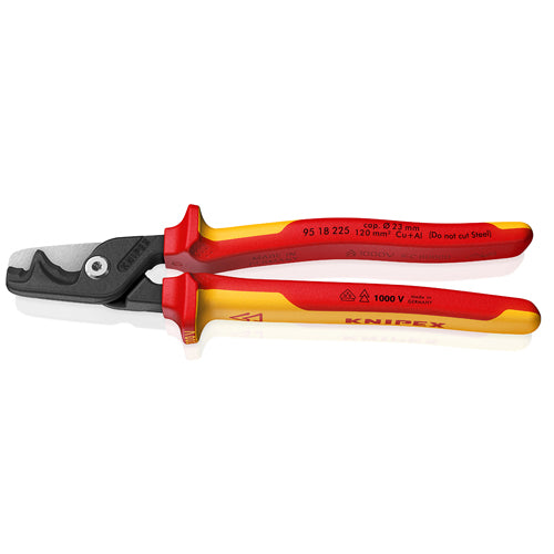 KNIPEX（ｸﾆﾍﾟｯｸｽ） φ23mm/225mm ケーブルカッター(絶縁/ﾒｯｷ) 95 18 225