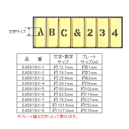 ESCO（エスコ） 約38mm/45枚組 ステンシルプレート(真鍮製) EA591BX-4