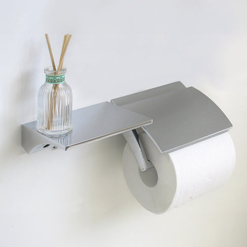 ESCO(エスコ) ワンハンド/トイレットペーパーホルダー(棚付/クロームメッキ) EA638LD-47