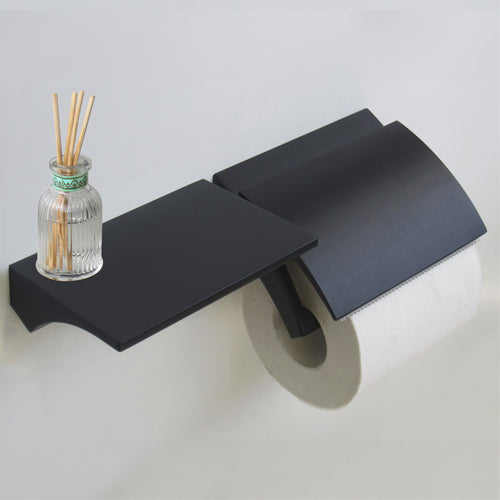 ESCO(エスコ) ワンハンド/トイレットペーパーホルダー(棚付/マットブラック) EA638LD-48