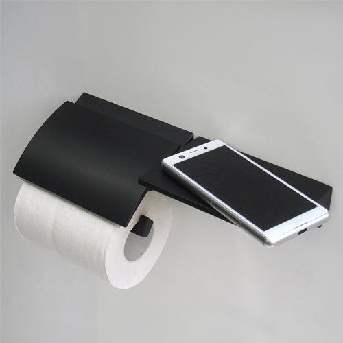 ESCO(エスコ) ワンハンド/トイレットペーパーホルダー(棚付/マットブラック) EA638LD-48