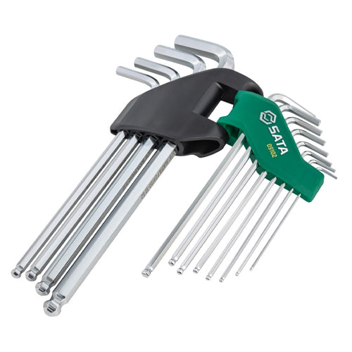 SATA 1/16"-3/8"12本組[Ball Hexagon]キーレンチ 09102