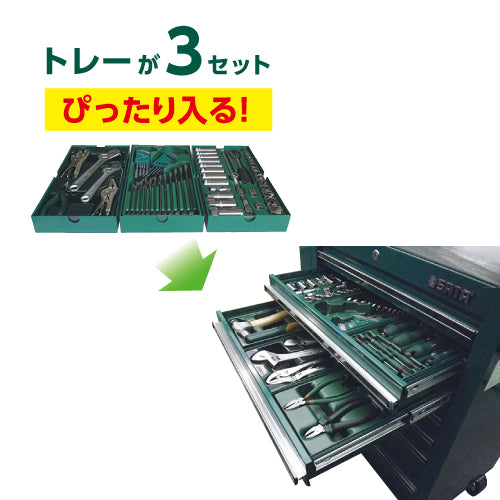 SATA [79個組]ツールワゴン付工具セット(ﾄﾚｰ入) ※ESCOオリジナルセット品