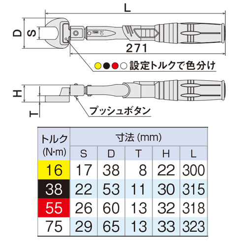 ＴＯＮＥ [16-75mm] フレアーナット用トルクレンチ TCSP01