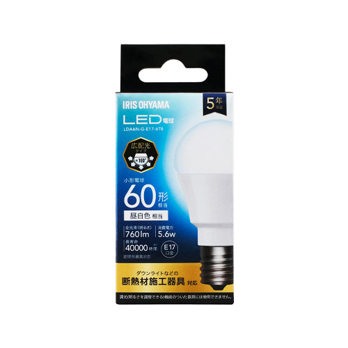 アイリスオーヤマ（IRIS OHYAMA） AC100V/ 5.6W/E17 電球/LED(昼白色/広配光) LDA6N-G-E17-6T8