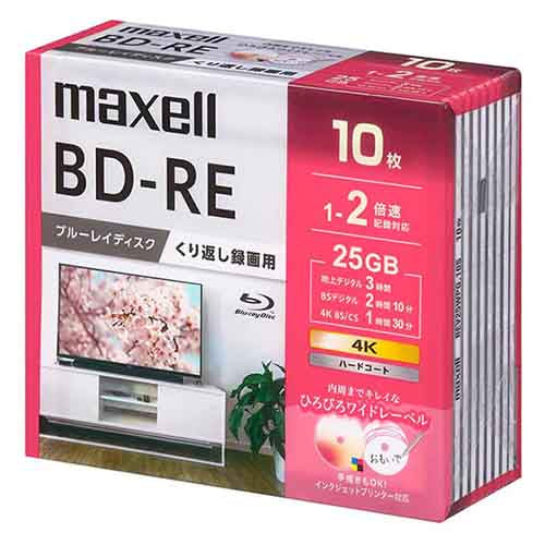 マクセル（maxell） 25GB ＢＤ-ＲＥ(ﾋﾞﾃﾞｵ用 2倍速/10枚) BEV25WPG.10S