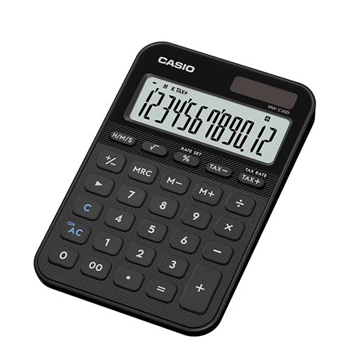 カシオ（CASIO） 12桁 パーソナル計算機(ﾌﾞﾗｯｸ) MW-C20D-BK-N