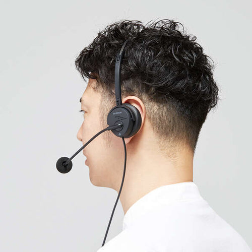 エレコム 4極ﾐﾆﾌﾟﾗｸﾞﾍｯﾄﾞｾｯﾄ(ｵｰﾊﾞｰﾍｯﾄﾞﾀｲﾌﾟ/片耳) HS-HP29TBK