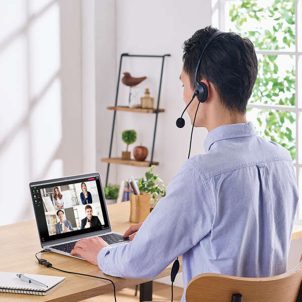 エレコム 1.8m USBヘッドセット(ｵｰﾊﾞｰﾍｯﾄﾞﾀｲﾌﾟ/片耳) HS-HP21UCBK