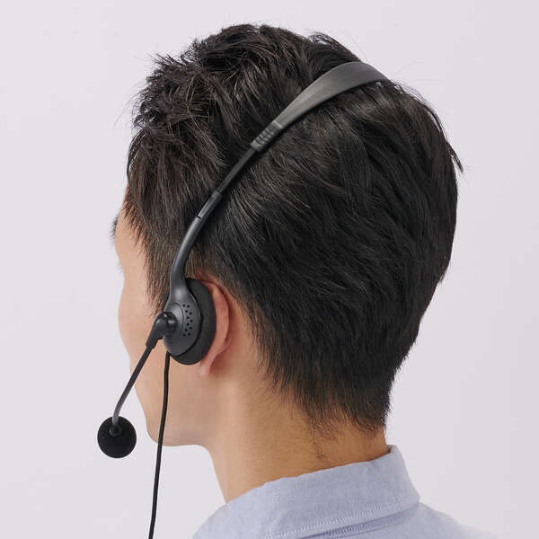 エレコム 1.8m USBヘッドセット(ｵｰﾊﾞｰﾍｯﾄﾞﾀｲﾌﾟ/片耳) HS-HP21UCBK