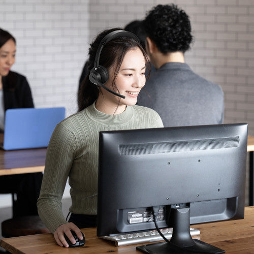 サンワサプライ Bluetoothﾍｯﾄﾞｾｯﾄ(ｸﾚｰﾄﾞﾙ付/両耳/ﾃﾞｭｱﾙﾏｲｸ MM-BTSH70BK