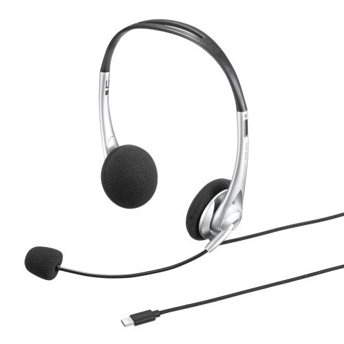 サンワサプライ 1.8m  USBﾍｯﾄﾞｾｯﾄ(Type  C  単一指向性ﾏｲｸ) MM-HSTC03SV