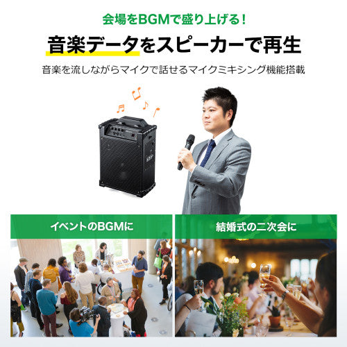サンワサプライ ﾜｲﾔﾚｽﾏｲｸ付き拡声器スピーカー(充電式 MM-SPAMP17