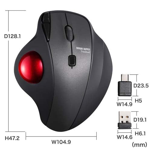 サンワサプライ [充電式] ワイヤレスマウス(ﾄﾗｯｸﾎﾞｰﾙ) MA-WTB185BK