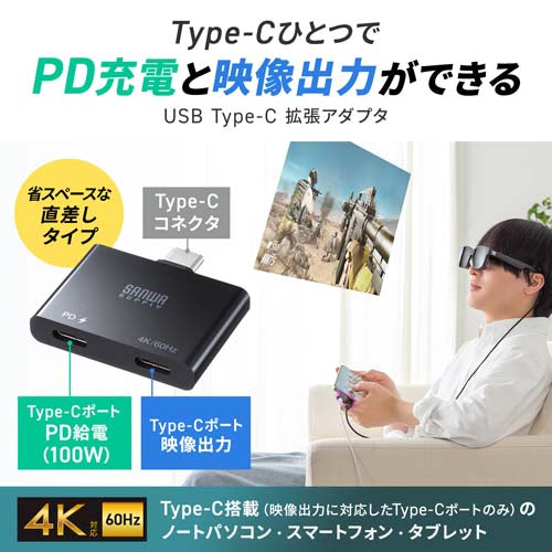 サンワサプライ USB拡張ｱﾀﾞﾌﾟﾀｰ(C-CC/直挿し) AD-ALCCPD01