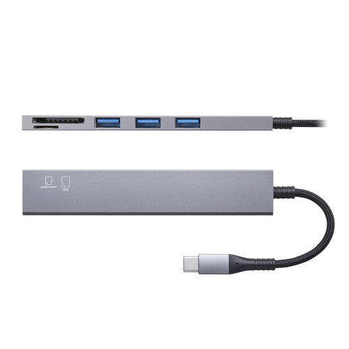 サンワサプライ [３ﾎﾟｰﾄ] USB2.0ハブ(ｶｰﾄﾞﾘｰﾀﾞｰ付) USB-3TCHC20MS