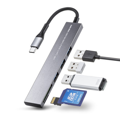 サンワサプライ [３ﾎﾟｰﾄ] USB2.0ハブ(ｶｰﾄﾞﾘｰﾀﾞｰ付) USB-3TCHC20MS