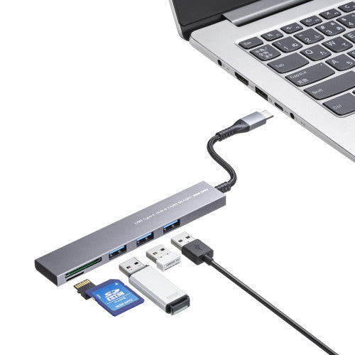 サンワサプライ [３ﾎﾟｰﾄ] USB2.0ハブ(ｶｰﾄﾞﾘｰﾀﾞｰ付) USB-3TCHC20MS