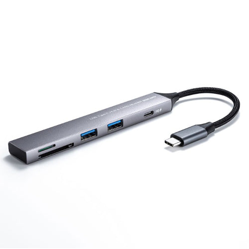 サンワサプライ [2+1ﾎﾟｰﾄ] USB3.0ハブ(Type-C/ｶｰﾄﾞﾘｰﾀﾞｰ付) USB-5TCPC28GM