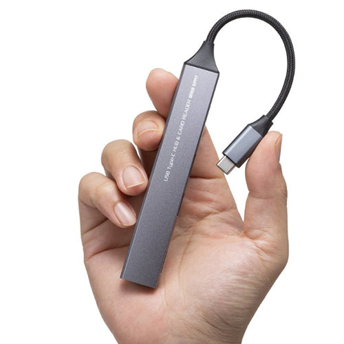 サンワサプライ [2+1ﾎﾟｰﾄ] USB3.0ハブ(Type-C/ｶｰﾄﾞﾘｰﾀﾞｰ付) USB-5TCPC28GM