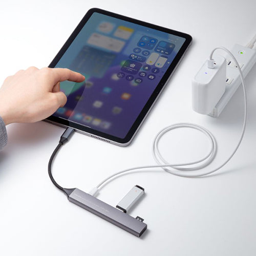 サンワサプライ [2+1ﾎﾟｰﾄ] USB3.0ハブ(Type-C/ｶｰﾄﾞﾘｰﾀﾞｰ付) USB-5TCPC29GM