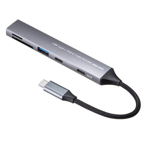 サンワサプライ [2+1ﾎﾟｰﾄ] USB3.0ハブ(Type-C/ｶｰﾄﾞﾘｰﾀﾞｰ付) USB-5TCPC29GM