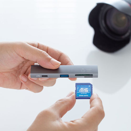 サンワサプライ [2ﾎﾟｰﾄ] USB 3.0ハブ(Type-C/ｶｰﾄﾞﾘｰﾀﾞｰ付) USB-5TCPC30GM