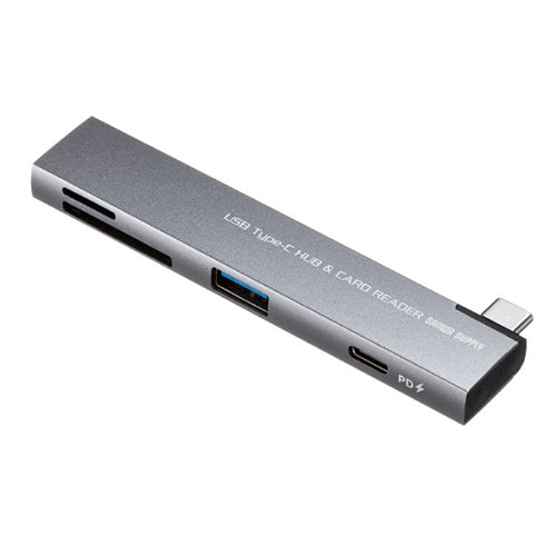 サンワサプライ [2ﾎﾟｰﾄ] USB 3.0ハブ(Type-C/ｶｰﾄﾞﾘｰﾀﾞｰ付) USB-5TCPC30GM