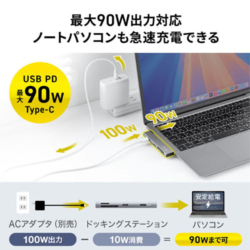 サンワサプライ [2ﾎﾟｰﾄ] USB 3.0ハブ(Type-C/ｶｰﾄﾞﾘｰﾀﾞｰ付) USB-5TCPC31GM