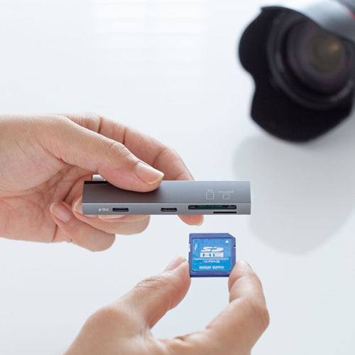 サンワサプライ [2ﾎﾟｰﾄ] USB 3.0ハブ(Type-C/ｶｰﾄﾞﾘｰﾀﾞｰ付) USB-5TCPC31GM