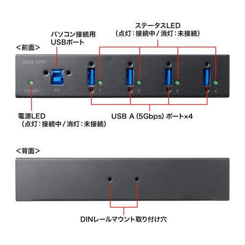 サンワサプライ [4ﾎﾟｰﾄ] USB 5Gbpsハブ(ロック付) USB-3HFA04