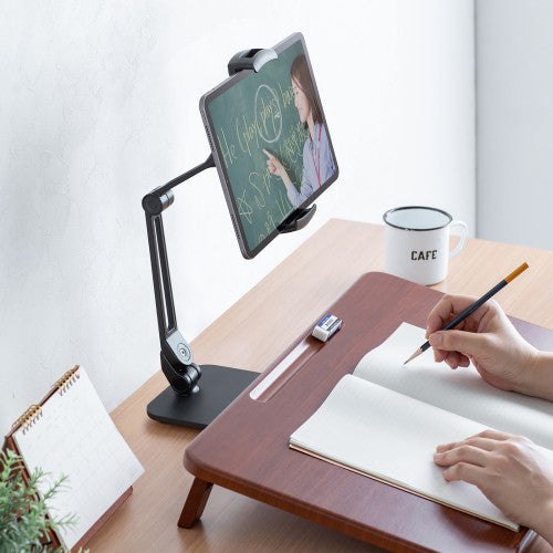 サンワサプライ 140x160x345mm ﾀﾌﾞﾚｯﾄｽﾃﾝﾄﾞ(ﾍﾟﾝﾄﾚｰ付 PDA-STN67BK