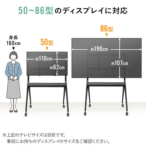 サンワサプライ 1067x801x 1725mm ﾃﾞｨｽﾌﾟﾚｲｽﾀﾝﾄﾞ(高耐荷重 CR-PL57BK