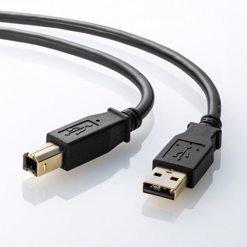 サンワサプライ 2.0m USBケーブル(A-B/2.0対応/金ﾒｯｷ/黒) KU20-2BKHK2