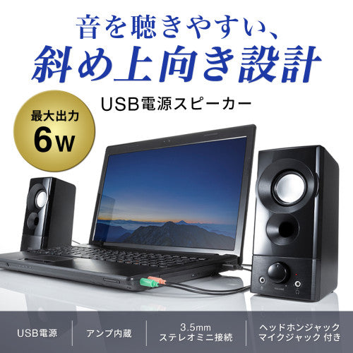 サンワサプライ 77x 94x174mm  スピーカー MM-SPL20UBK