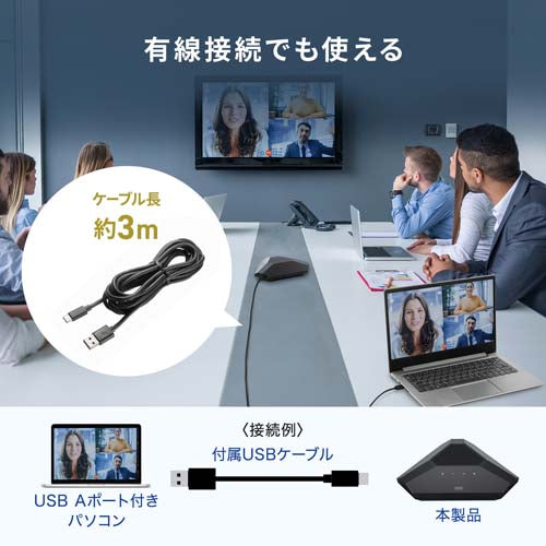 サンワサプライ 会議用ｽﾋﾟｰｶｰﾌｫﾝ(ﾜｲﾔﾚｽ/USB対応) MM-WLMSP2