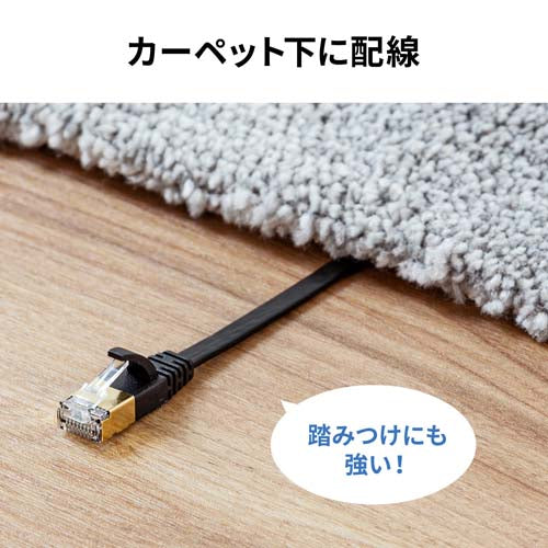 サンワサプライ 2 m フラットＬＡＮケーブル(CAT7/ﾌﾞﾗｯｸ) KB-FLU7-02BK