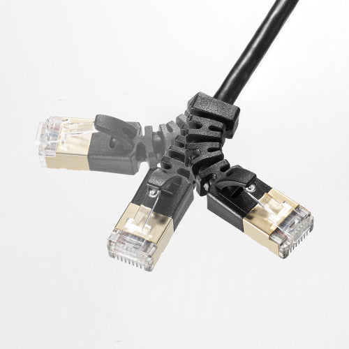 サンワサプライ 0.2m  LANケーブル(CAT6A/4方向固定式） KB-T6ASYL-002BK