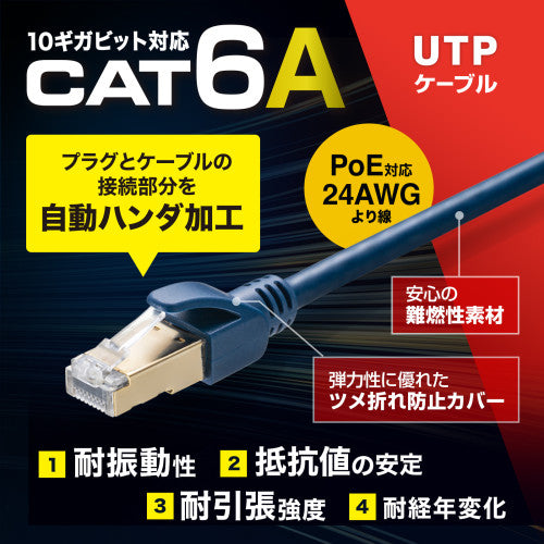 サンワサプライ 0.5m LANケーブル(CAT6A・半田式)[ﾈｲﾋﾞ-] KB-H6A-005NV