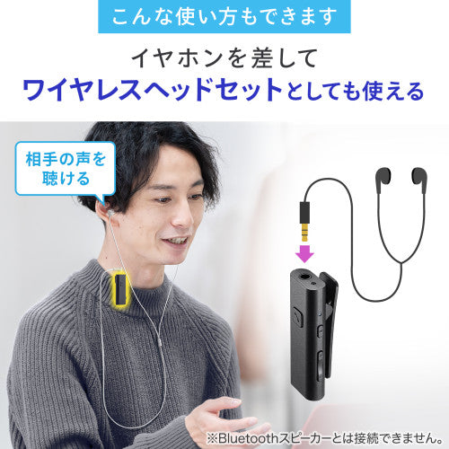 サンワサプライ クリップ式マイクロホン(ﾜｲﾔﾚｽ） MM-BTCL1