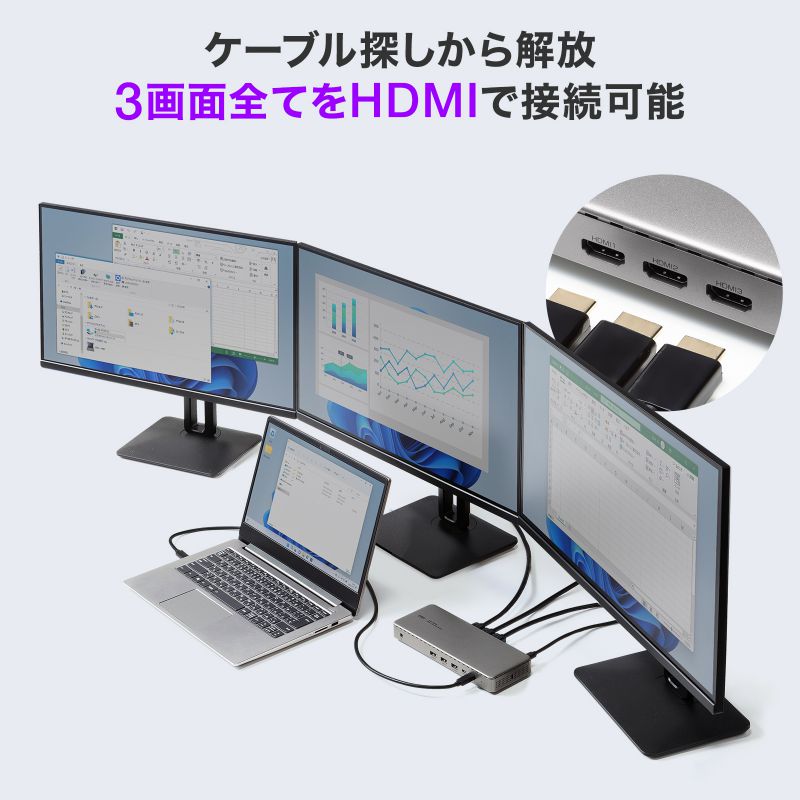 サンワサプライ [USB TypeC] ﾄﾞｯｷﾝｸﾞｽﾃｰｼｮﾝ(4K3画面出力) USB-CVDK20