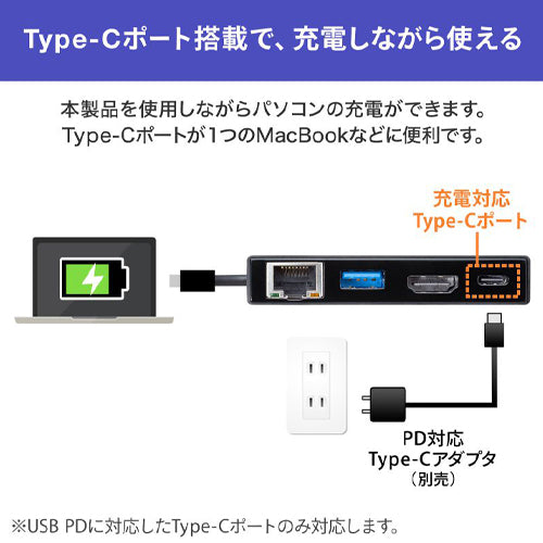 サンワサプライ [USB Type C] ドッキングハブ AD-ALCMHL1BK