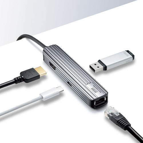サンワサプライ [USB Type C] ドッキングハブ(HDMI+LAN付) USB-3TCHLP7S-1