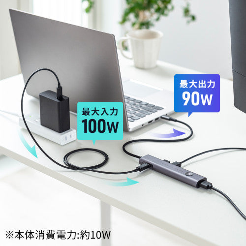 サンワサプライ [USB Type C] ﾄﾞｯｷﾝｸﾞﾊﾌﾞ(ｶｰﾄﾞﾘｰﾀﾞｰ付) USB-5TCHCP17GM