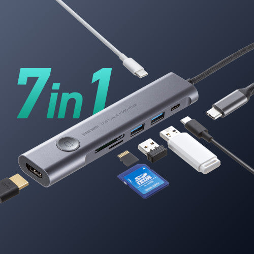 サンワサプライ [USB Type C] ﾄﾞｯｷﾝｸﾞﾊﾌﾞ(ｶｰﾄﾞﾘｰﾀﾞｰ付) USB-5TCHCP17GM