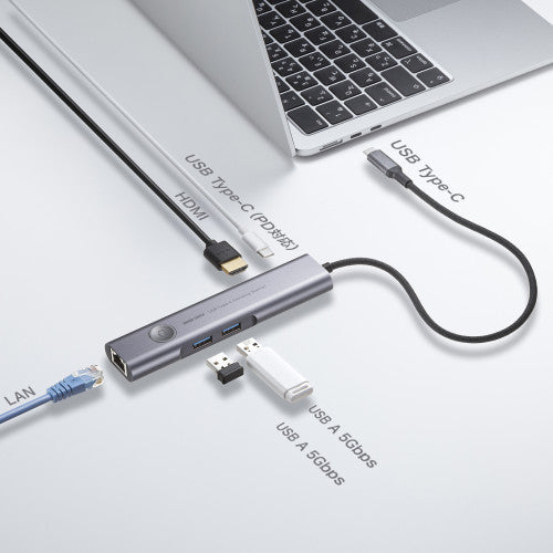 サンワサプライ [USB Type C] ドッキングハブ(LANポート付) USB-5TCHLP16GM
