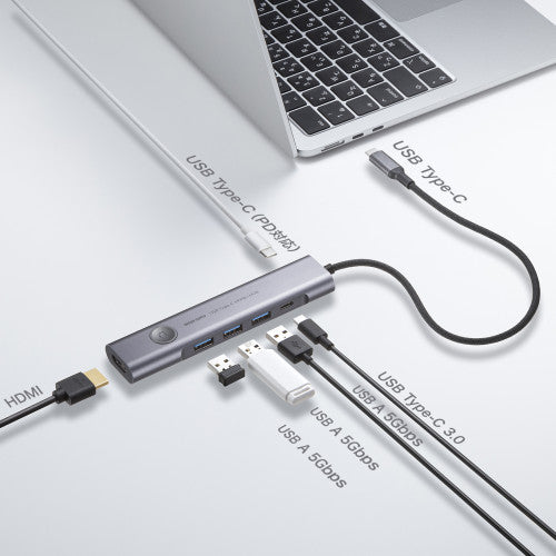 サンワサプライ [USB Type C] ﾄﾞｯｷﾝｸﾞﾊﾌﾞ(HDMIﾎﾟｰﾄ付) USB-5TCHP18GM